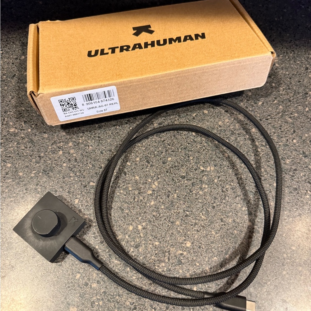 Ultrahuman Black Wearable Ring Charger with Braided Cable